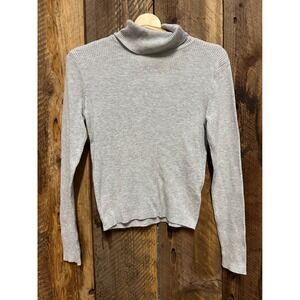 Brandy Melville Ribbed Knit‎ Turtleneck Long Sleeve Top Gray Casual